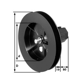 Selve Mini-Gurtscheibe SW 40 mit langer Walzenkapsel Stahlstift innen D = 135 mm